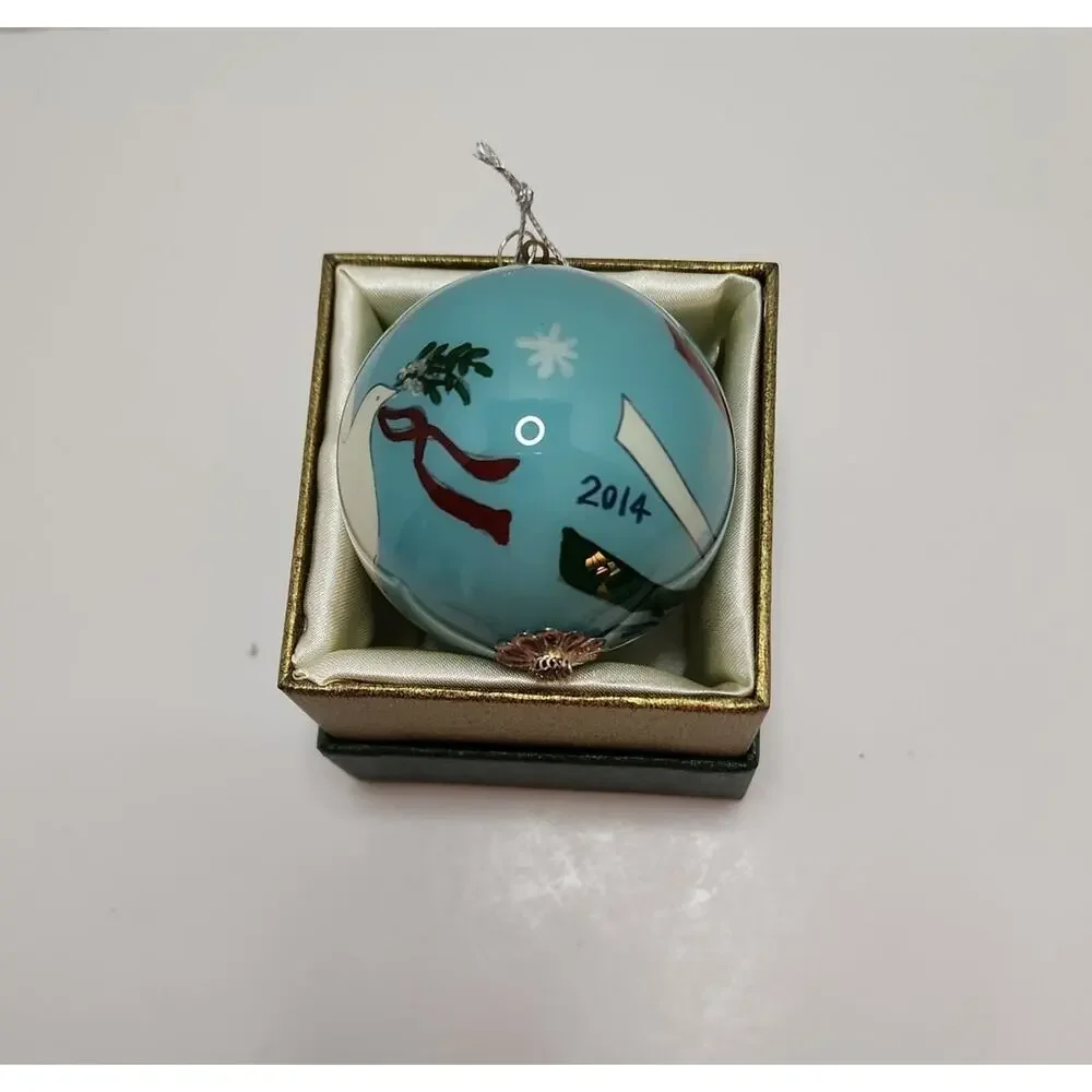 Pier 1 Li Bien Christmas Ornament Ball 2014 Dove Reverse Inside Painted In Box